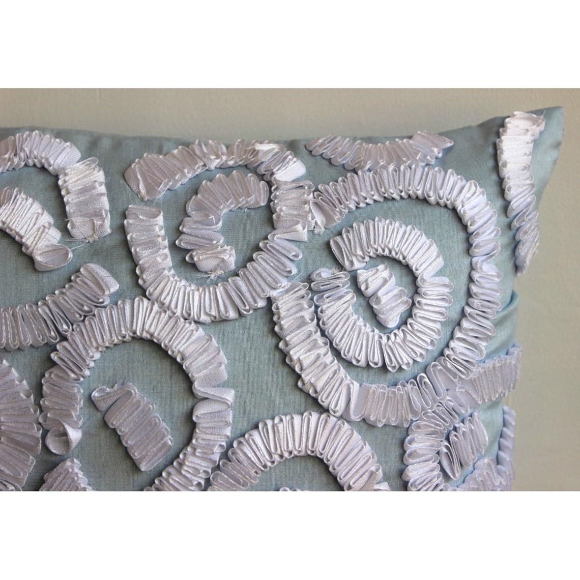 HomeCentric 16x16 Inch (40x40 cm) Light Blue Silk Throw Pillow Covers - Abstract Contemporary Designer Fabric Couch Pillows for Living Room, Bedroom & Sofa Decor - White Sizzle Pattern