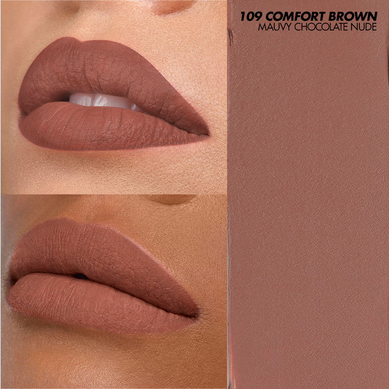 Rouge Artist Velvet Nude Comfort Brown 109 Lipstick - Long Lasting Matte Finish for Everyday Wear & Special Occasions