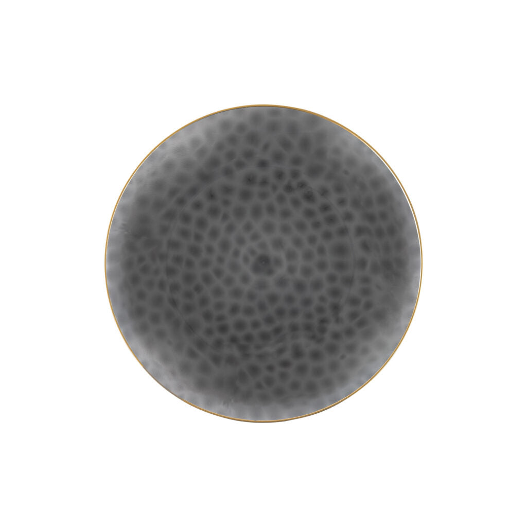Elegant Transparent Black & Gold Round Hammered Plastic Plates - 12-Pack Shatterproof Disposable Dinnerware for Parties, Weddings & Events