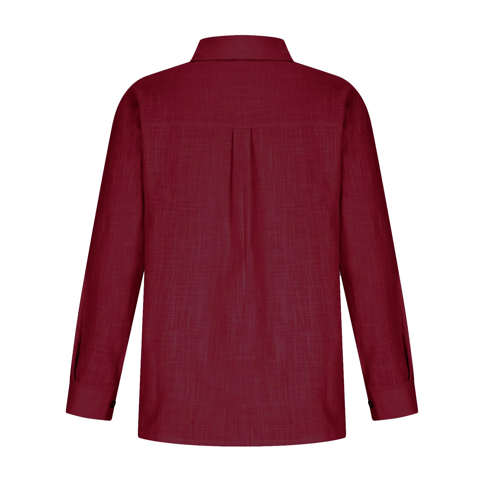 Women's Linen Long Sleeve Blouse - V Neck Button Down Shirt for Summer, Comfortable Business Casual Top | Perfect for Office Wear, Weekend Outings & Travel