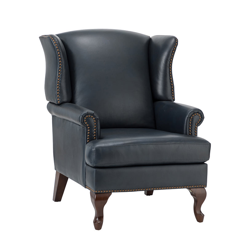 Premium Wilhelm Genuine Leather Armchair - Handcrafted Brown Leather Lounge Chair with Solid Wood Frame - Perfect for Living Room, Office & Study Spaces