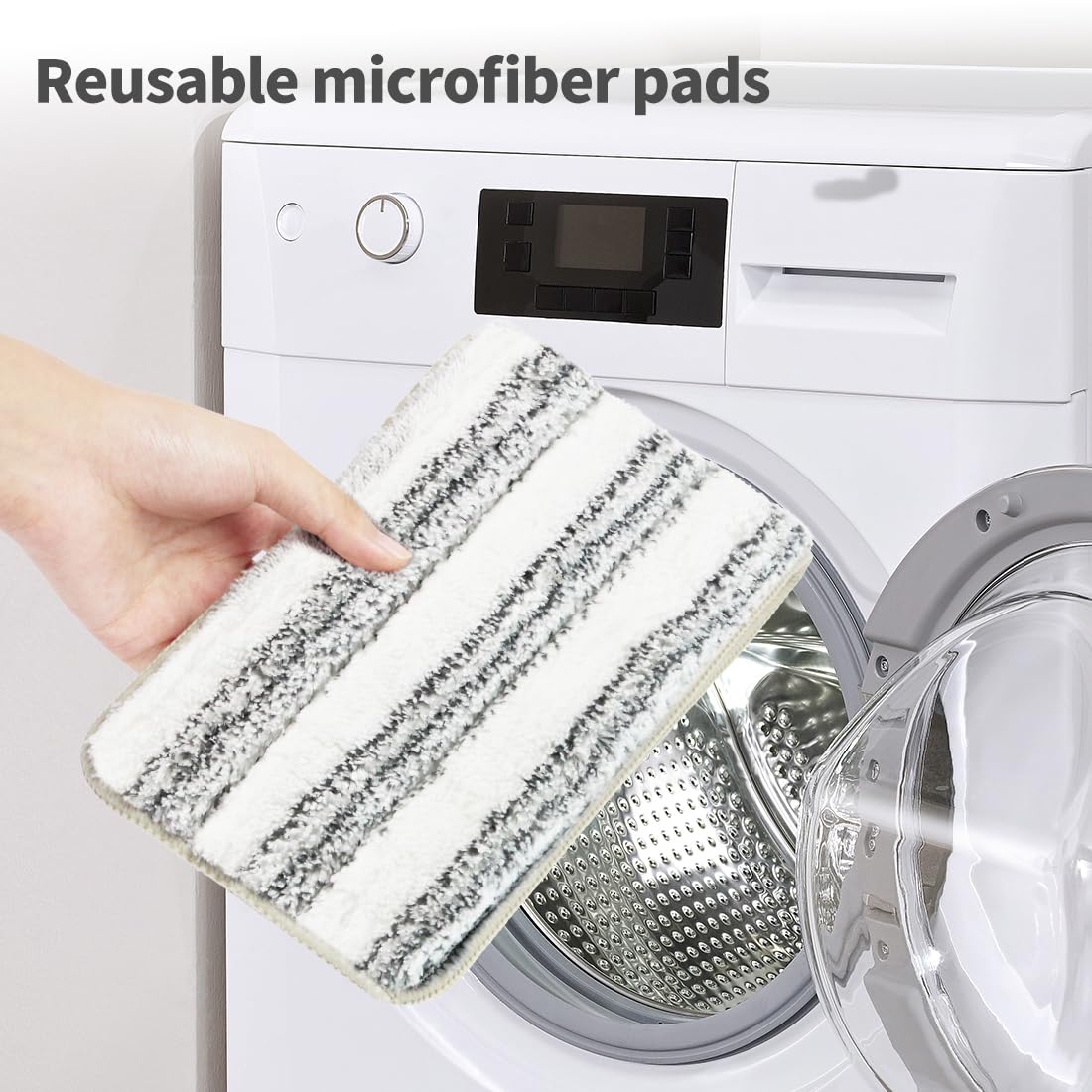CQT Commercial Flat Microfiber Floor Mop Cleaning System - 24 Inch Wet Dry Dust Mop for Hardwood, Laminate & Tile Floors with 4 Washable Pads, Stainless Steel Handle & Extension (PT14 Brown) - Perfect for Home, Office & Commercial Cleaning