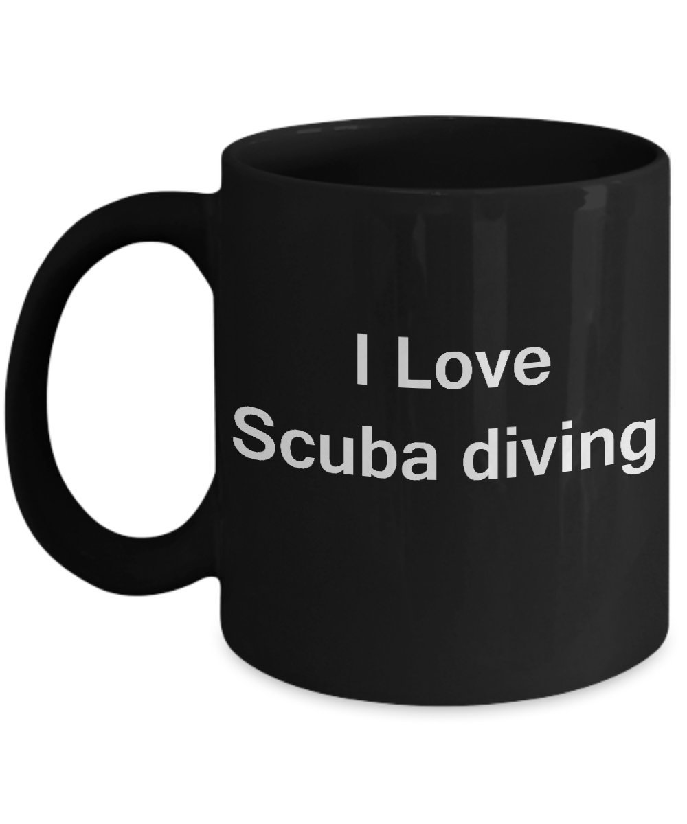 Zapbest I Love Scuba Diving Funny Coffee Mug - 11oz Black Porcelain Tea Cup for Office, Gifts & Diving Enthusiasts | Perfect for Coffee Lovers, Tea Drinkers & Scuba Diving Fans