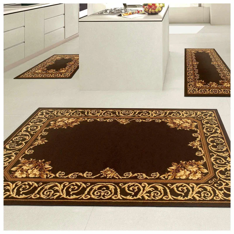 Victorian Oriental Traditional Medallion 3-Piece Indoor Area Rug Set - Perfect for Living Room, Bedroom & Dining Room Decor