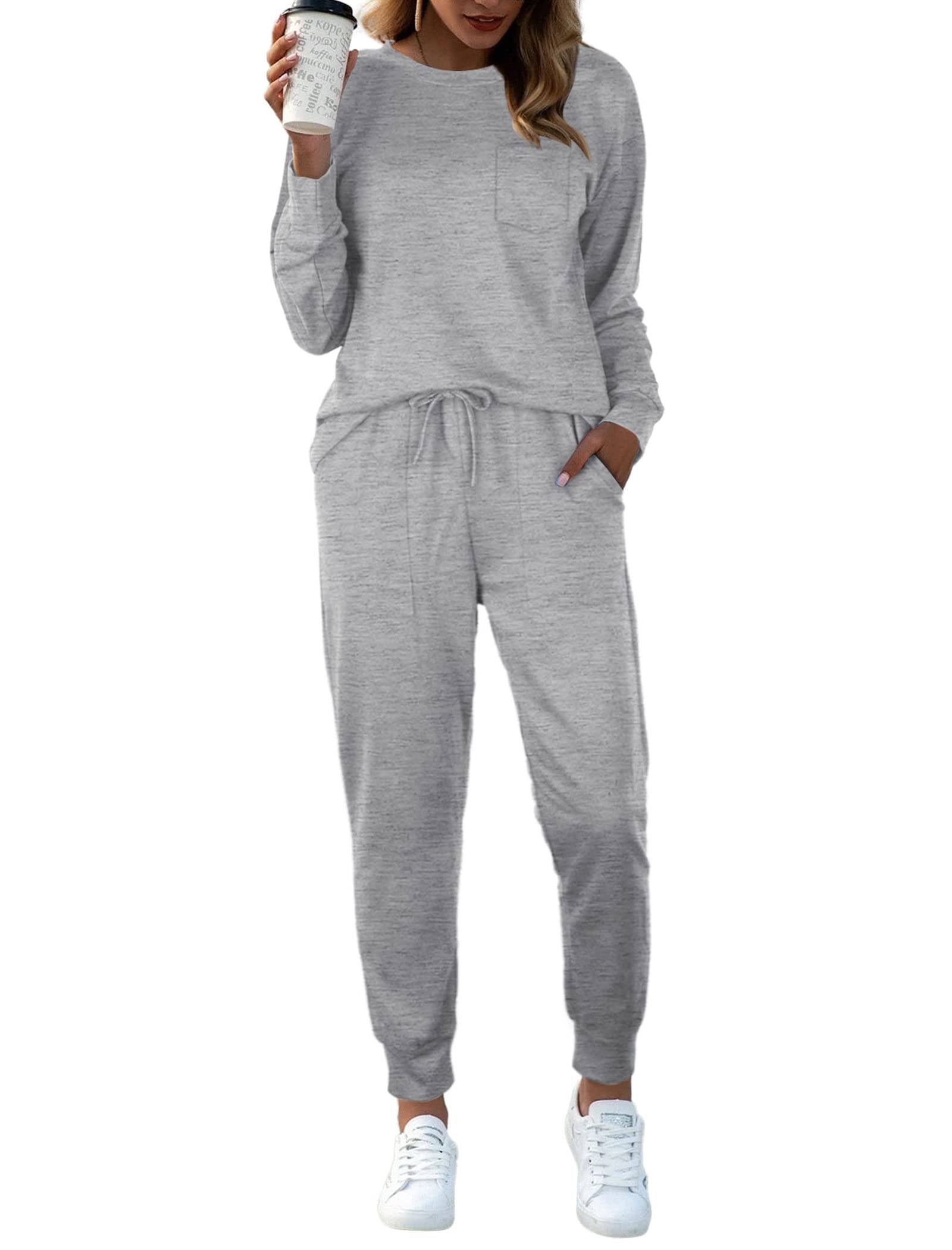Bofell Women's 2-Piece Lounge Set - Trendy Travel Outfits & Comfy Sweatsuits, Soft Pajama Set for Home, Vacation & Airplane Travel | 2024 Fashion Casual Wear