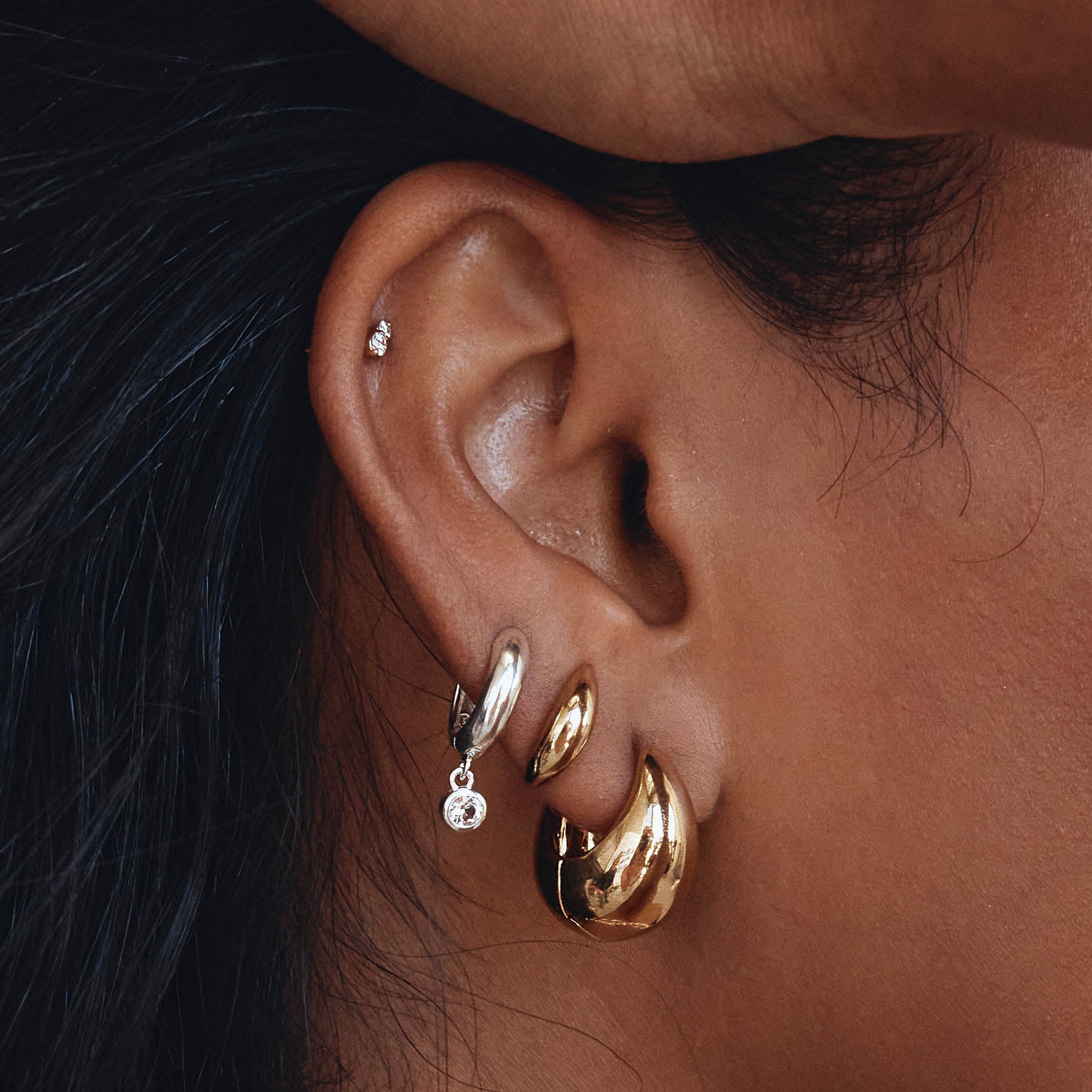 Gold Curve Dome Huggies Earrings - Elegant Hoop Earrings for Women, Perfect for Parties, Weddings & Everyday Wear