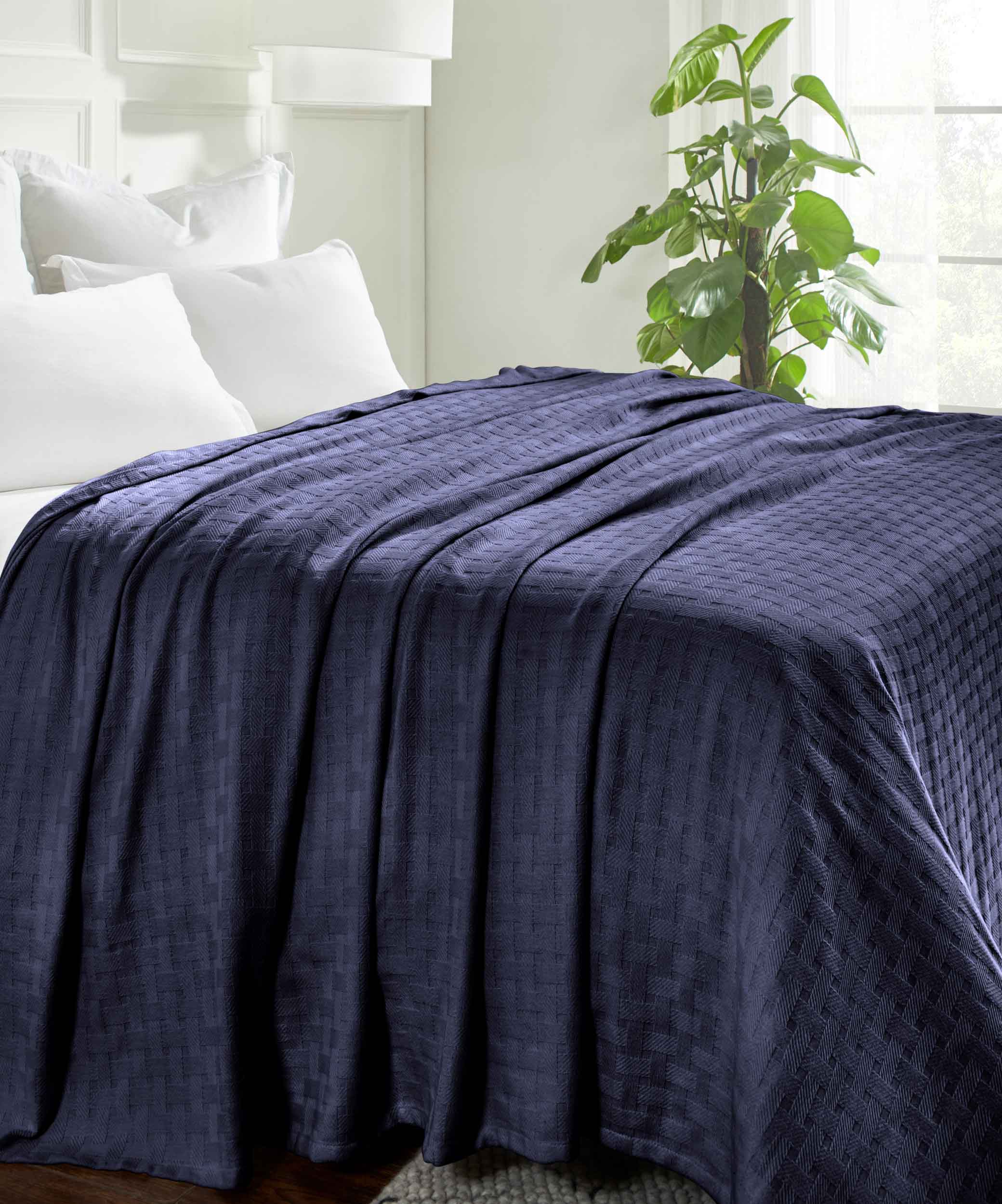 Soft Basketweave All-Season Cotton Bed Blanket & Sofa Throw - Lightweight Breathable Blanket for Bedroom, Living Room, Travel and Outdoor Use