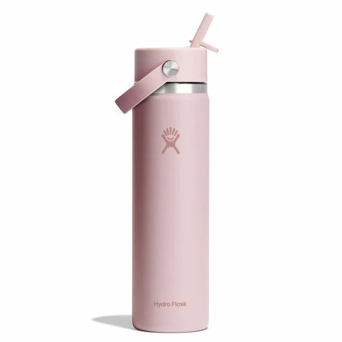 24 oz Wide Mouth Water Bottle with Flex Straw Cap - Leak Proof & BPA Free - Perfect for Gym, Hiking, Travel & Everyday Hydration