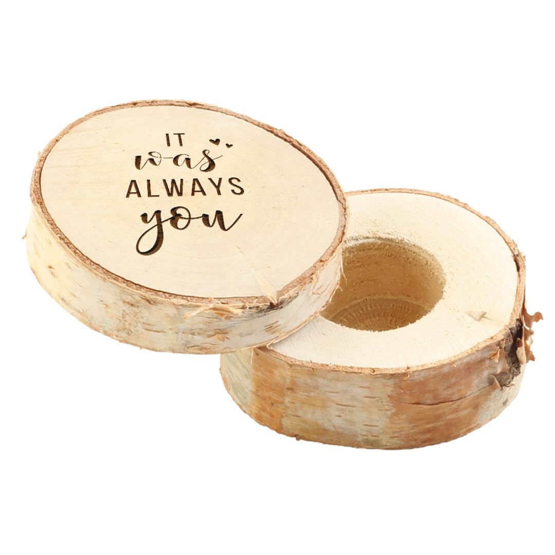 Koyal Wholesale Engraved Ring Box - Real Birch Wood Engagement Ring Box with 'It Was Always You' Inscription | Perfect for Wedding Proposals, Anniversary Gifts & Romantic Surprises