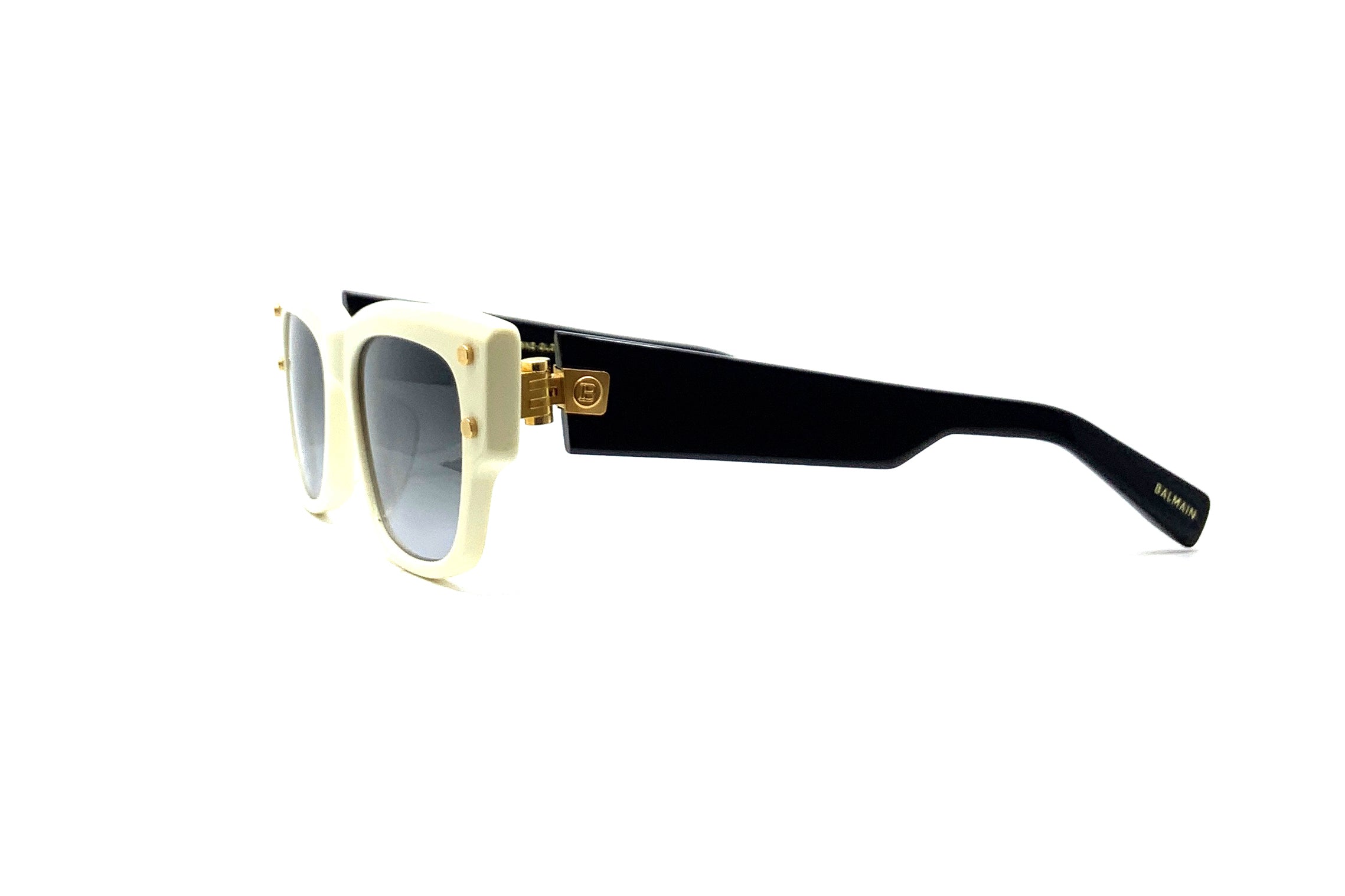 Balmain B IV Sunglasses - White, Black & Gold Aviator Style for Men & Women | UV Protection, Luxury Fashion Accessory for Travel, Driving & Outdoor Activities