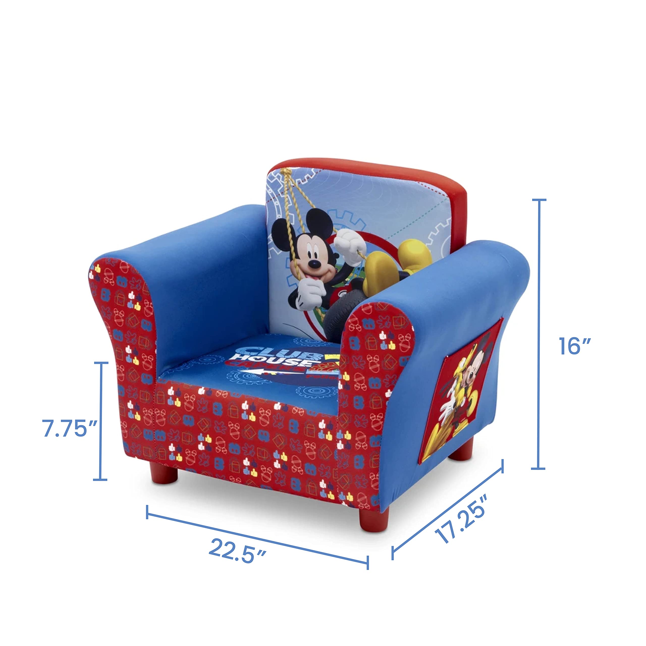 Delta Children Upholstered Chair with Disney Mickey Mouse Design - Kids Armchair for Bedroom, Playroom & Nursery - Soft Fabric Seat for Toddlers & Children (Ages 3+)