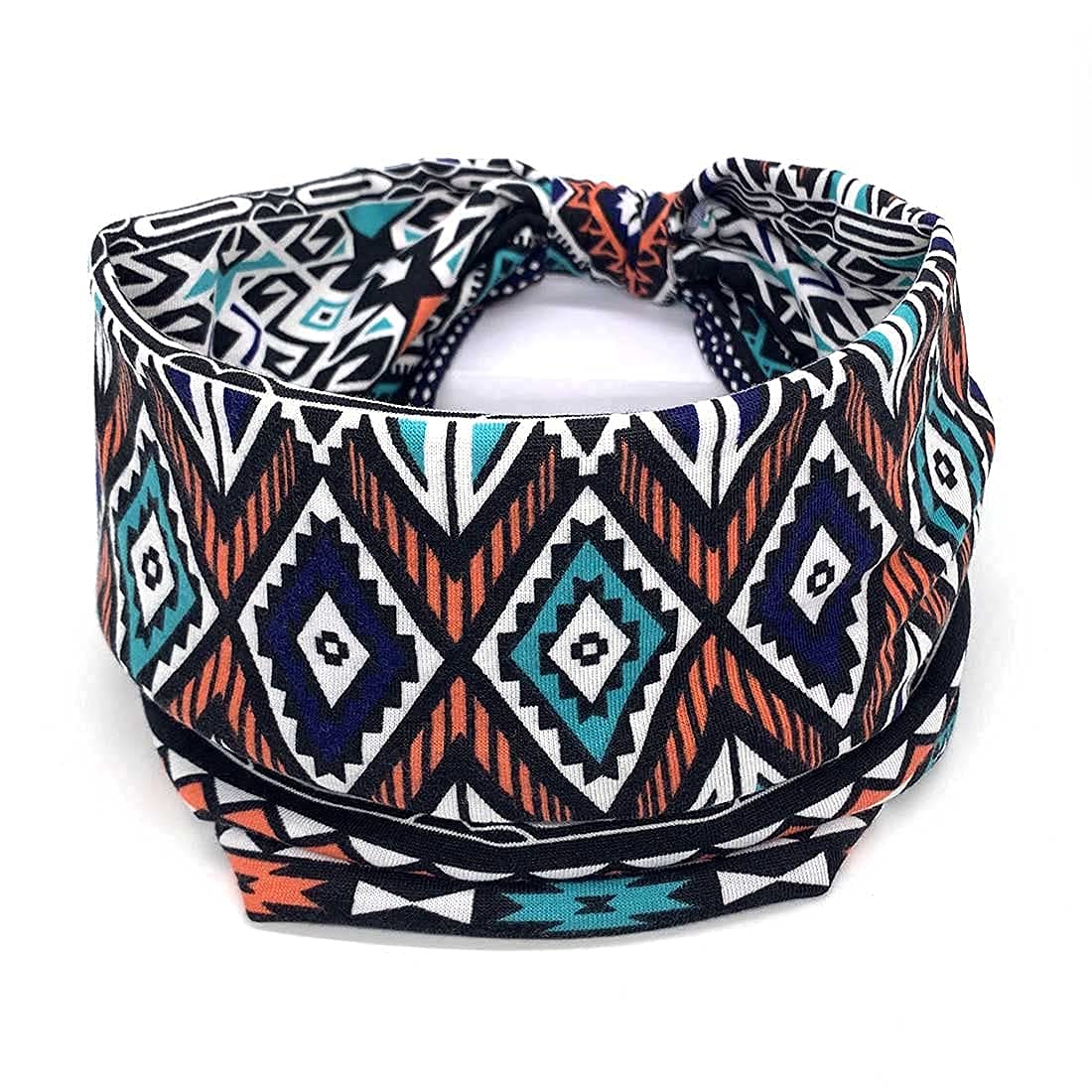 Boho Wide Turban Headbands for Women - 3 Pack Floral Print Yoga Head Wraps with Red Knot Elastics - Perfect for Workouts, Running, and Fashion Accessories (Floral 7)