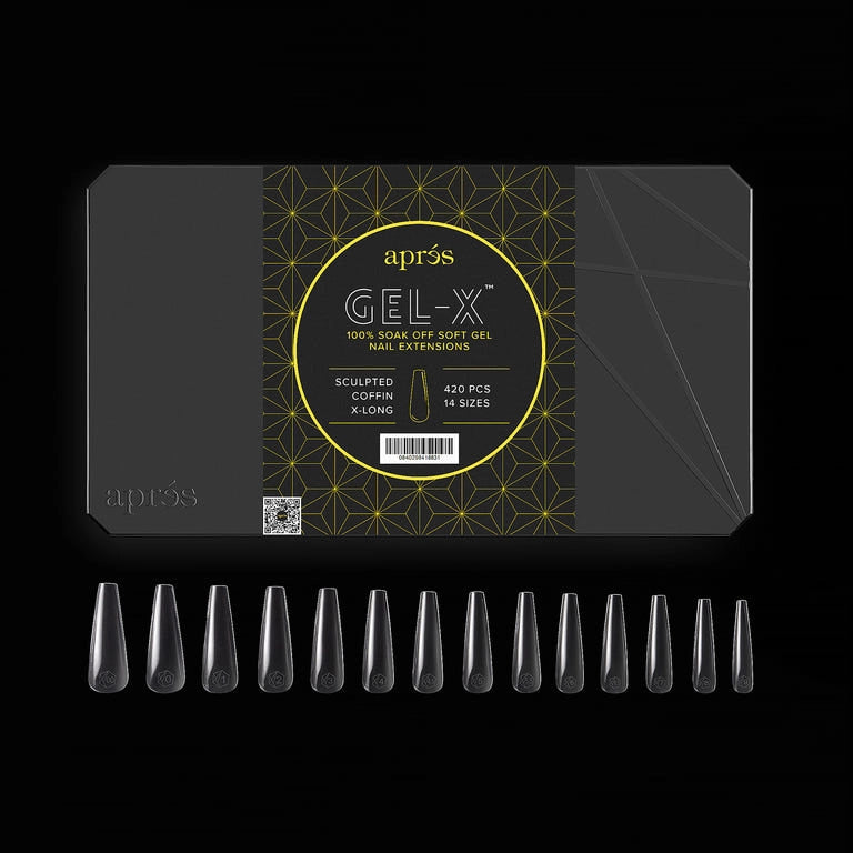 Apres Gel X Tips 2.0 (420pc) - Extra Long Coffin Nail Extensions for Professional Salon & DIY Manicures | Durable Press-On Nails for Gel Polish & Acrylics | Perfect for Special Occasions, Weddings & Everyday Wear