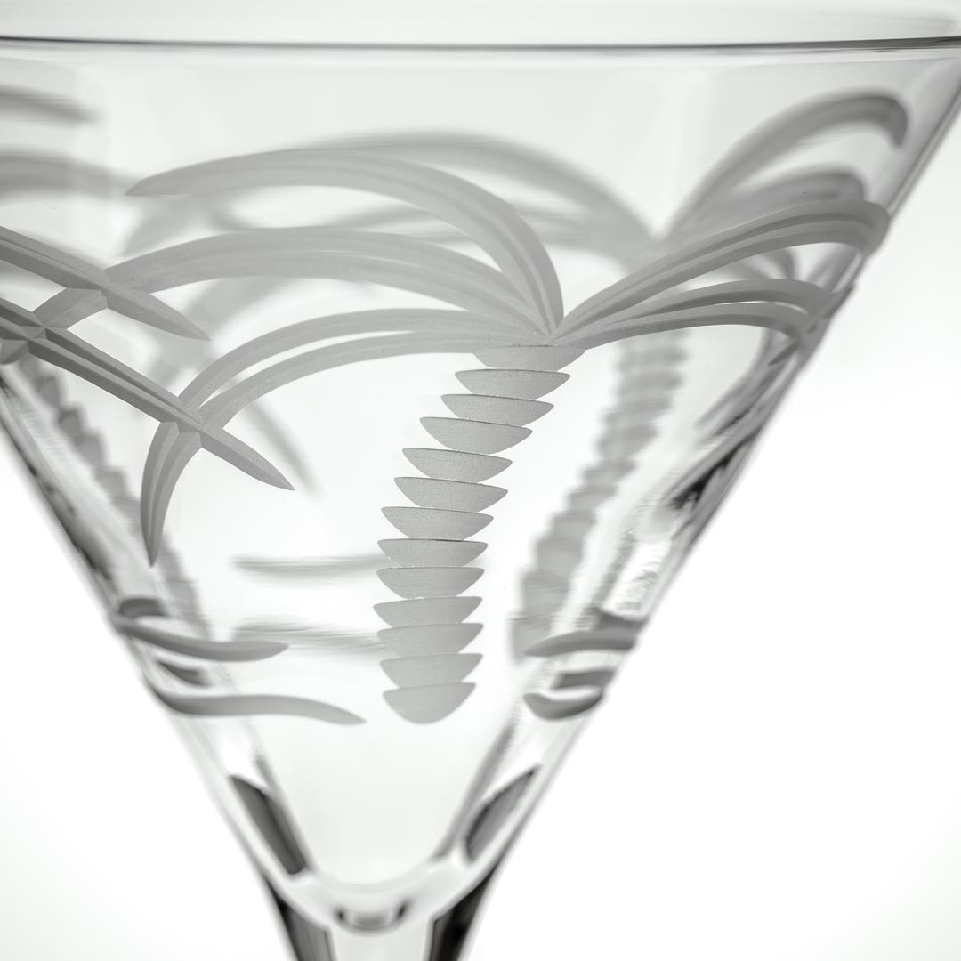 10oz Palm Tree Martini Glasses Set of 4 - Tropical Party Cocktail Glasses for Margaritas, Martinis & Summer Drinks