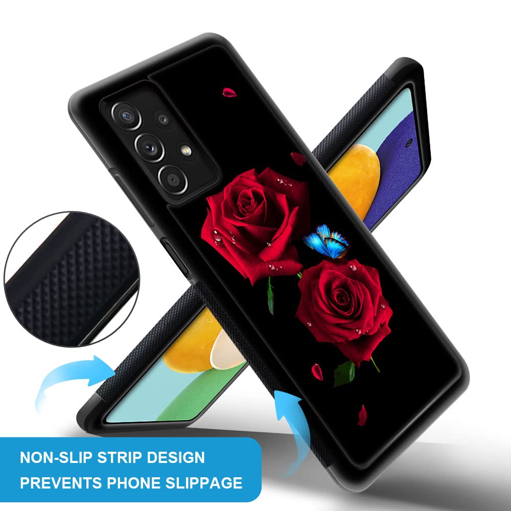 Samsung Galaxy A13 4G Case with Blue Butterfly & Red Rose Design - Protective Phone Cover for Men & Women | Perfect for Everyday Use, Work & Travel