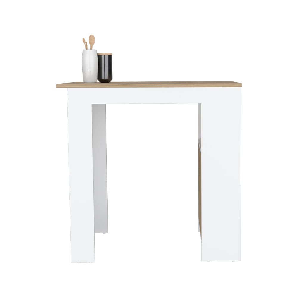 Wynne Kitchen Island with Storage & Cabinet, White/Macadamia - Perfect for Small Kitchens, Dining & Extra Counter Space