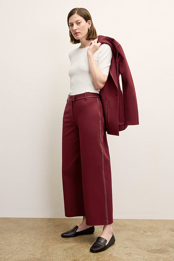 Abby Jean Contrast Stitch Eco-Friendly Denim Jeans - Better Than Regular Denim in Berry Jam Color | Perfect for Casual Wear & Sustainable Fashion