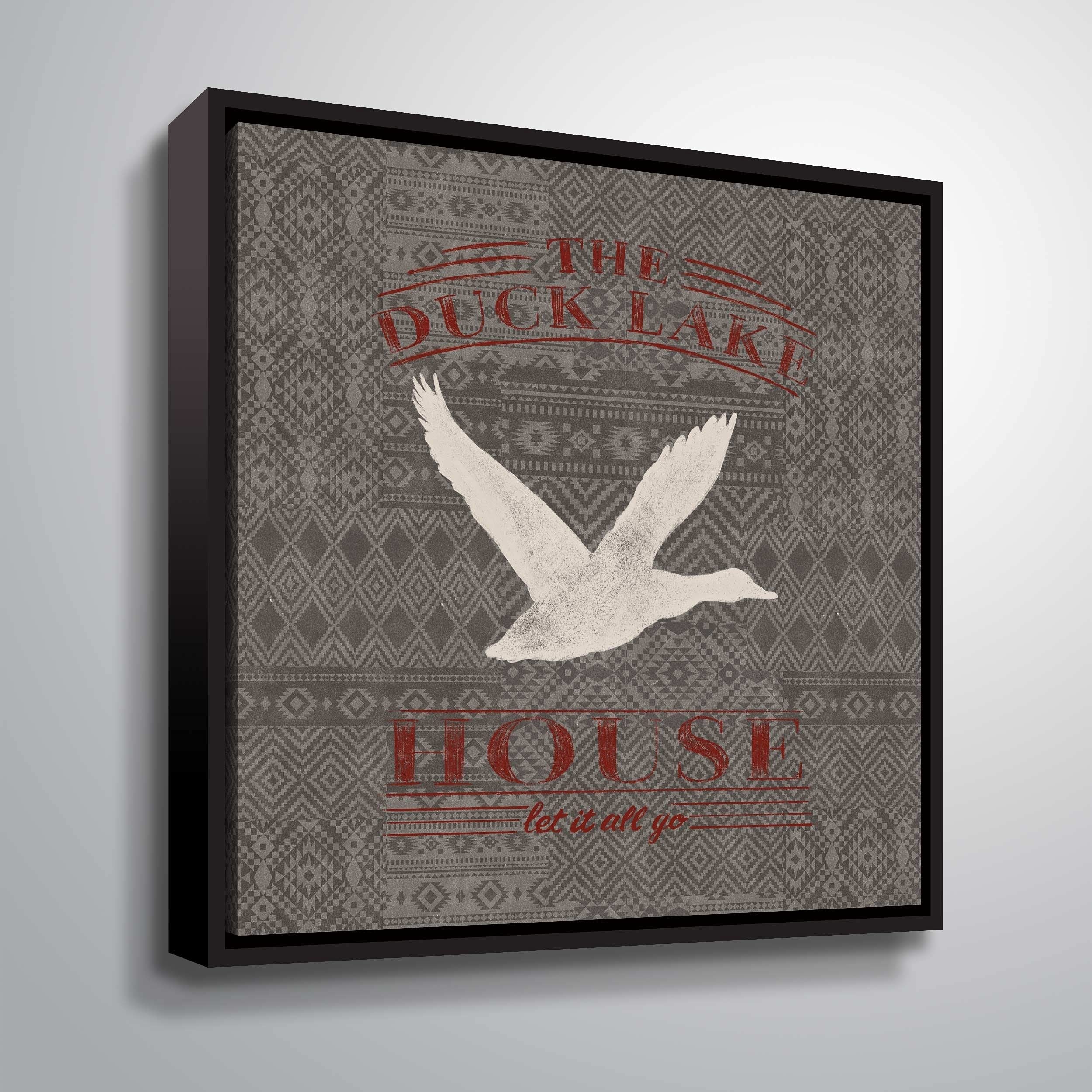 ArtWall Janelle Penner 'Soft Lodge II Dark with Red' Gallery Wrapped Floater-Framed Canvas Art Print - 14x14 Inches, Red & Dark Brown - Perfect for Living Room, Bedroom or Office Wall Decor