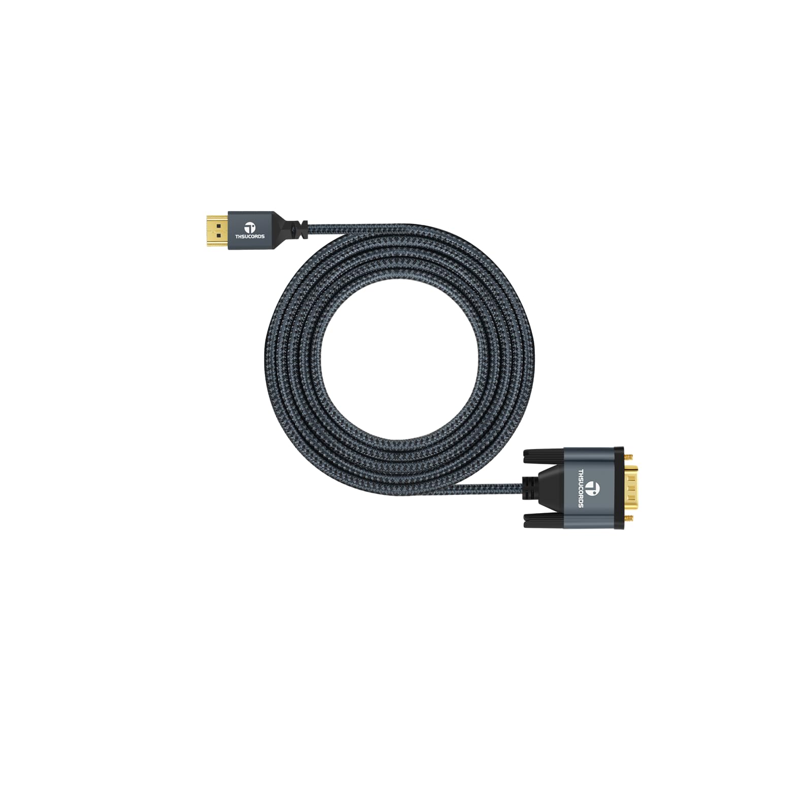 Thsucords HDMI to VGA Cable 2M (6.6ft) 2 Pack - Uni-Directional HDMI Male to VGA Male Adapter Cable for Computer, Laptop, Monitor, Projector - Ideal for Home Office, Presentations & Gaming Setups