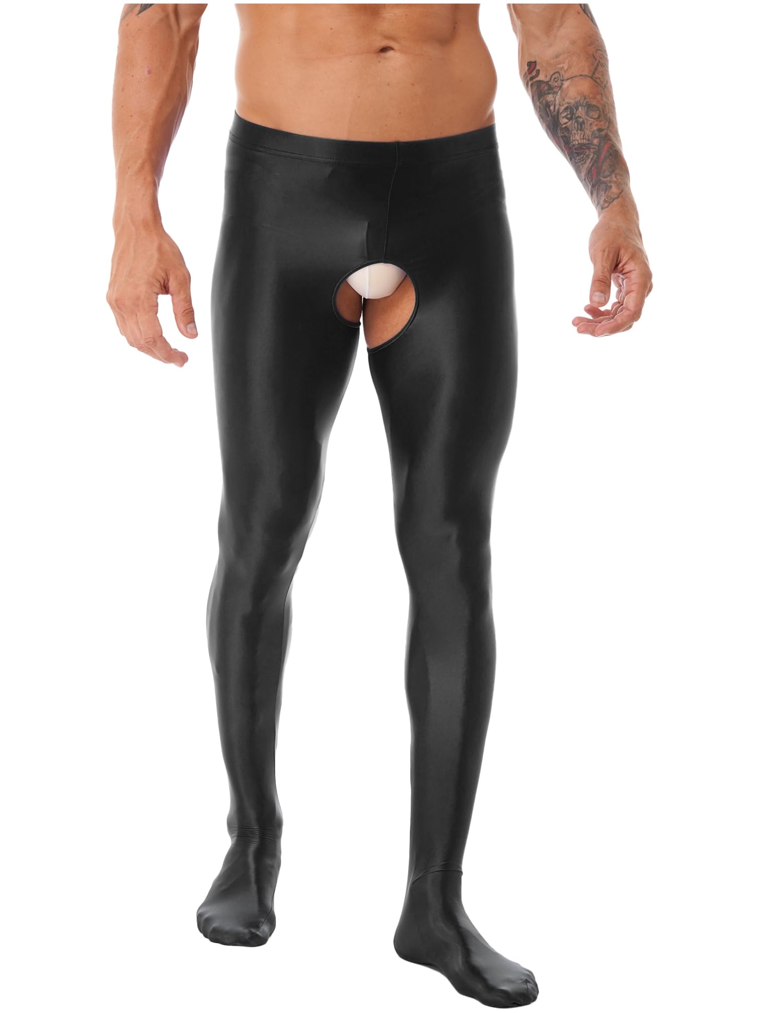 **iiniim Men's Sexy High Elastic Opaque Pantyhose - Crotchless Tights & Stockings for Sensual Wear & Intimate Moments**    *(Perfect for Role Play, Lingerie Fashion, and Special Occasions)*