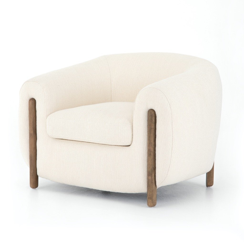 Lyla Chair Kerbey Ivory - Modern Accent Chair for Living Room, Bedroom & Office - Soft Upholstered Lounge Chair with Wooden Legs - Perfect for Relaxing, Reading & Decorating