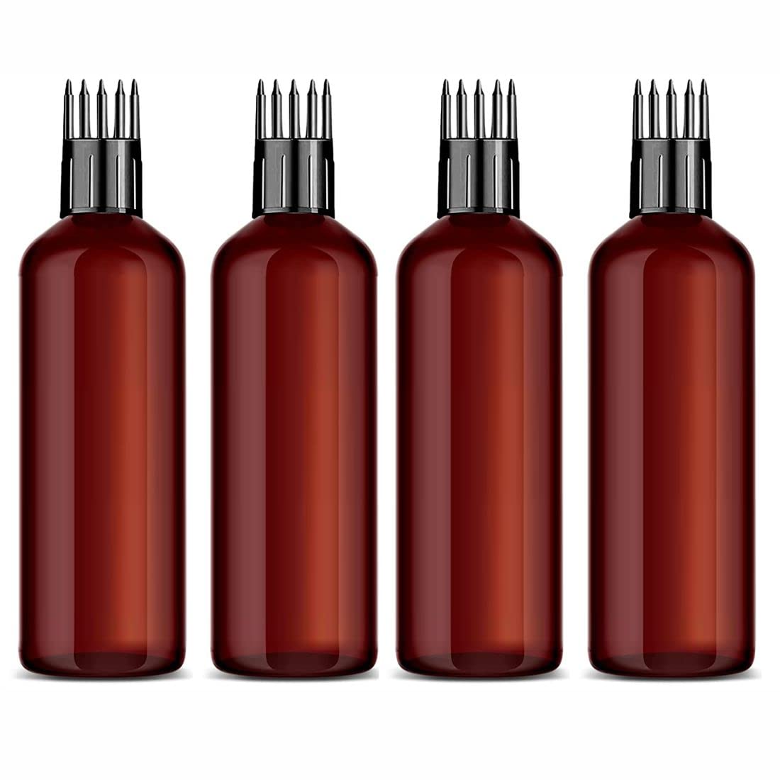 MYOC Refillable Applicator Bottles with Multi-Point Nozzle Cap - 100ml (4 Pack) | Precision Dispensing for Hair Oils, Serums & Liquid Solutions | Perfect for Salon, Home Hair Care & DIY Beauty Products