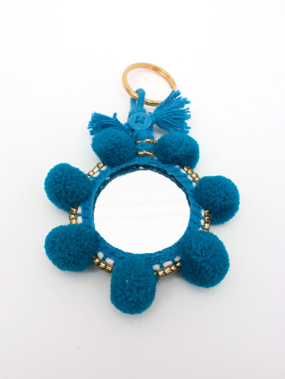 Super Soft Pom Pom Mirror Keychains - Cute Mini Car Accessories for Women, Girls | Perfect for Handbags, Backpacks, Keyrings & Gift Giving