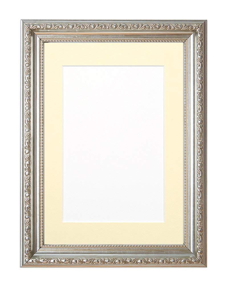 Ornate Shabby Chic Picture Frame - Silver & Ivory Matt for A4 Photos | Home & Office Decor