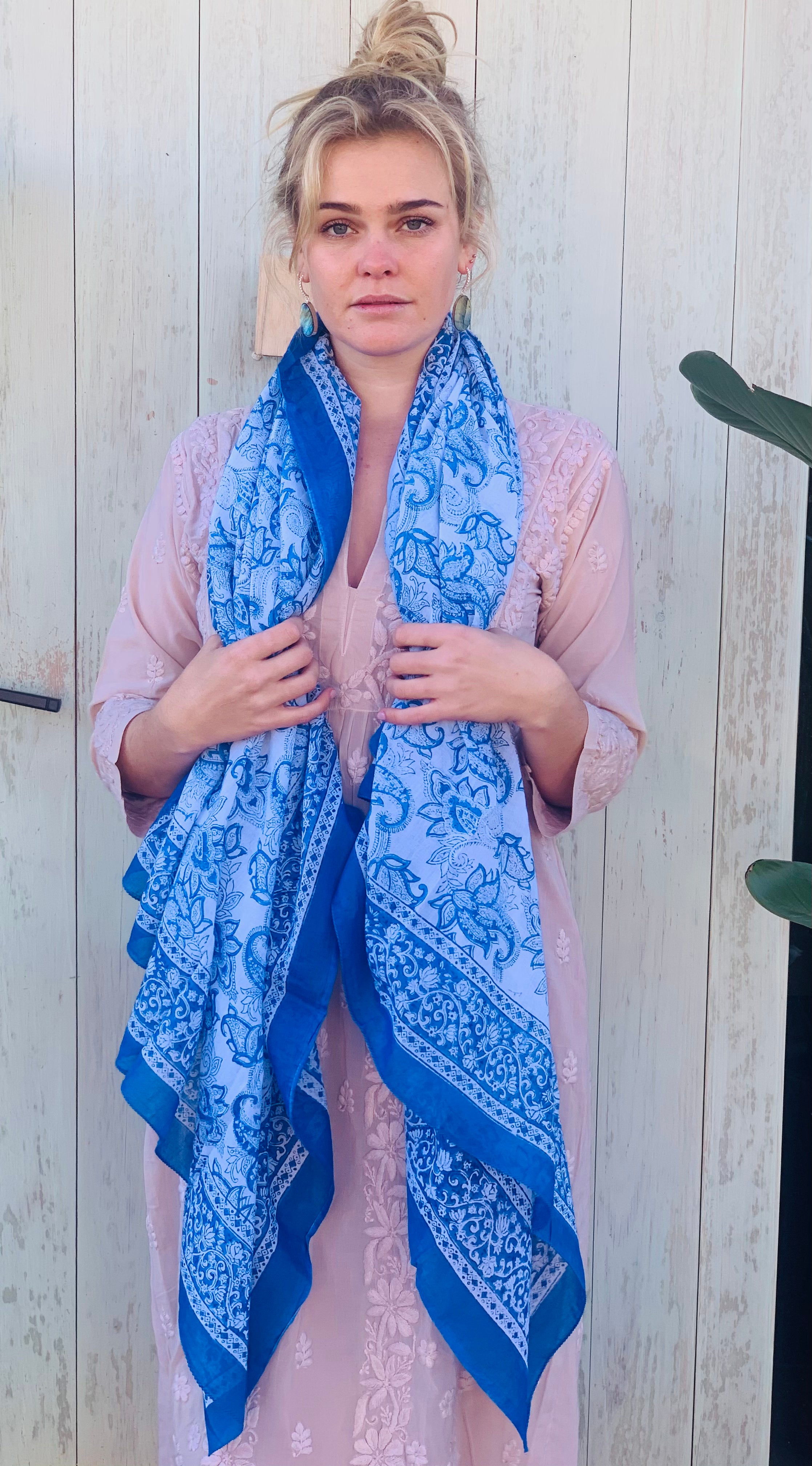 Stylish Block Print Cotton Sarong Pareo Shawl - New Collection for Beach, Pool & Summer Fashion