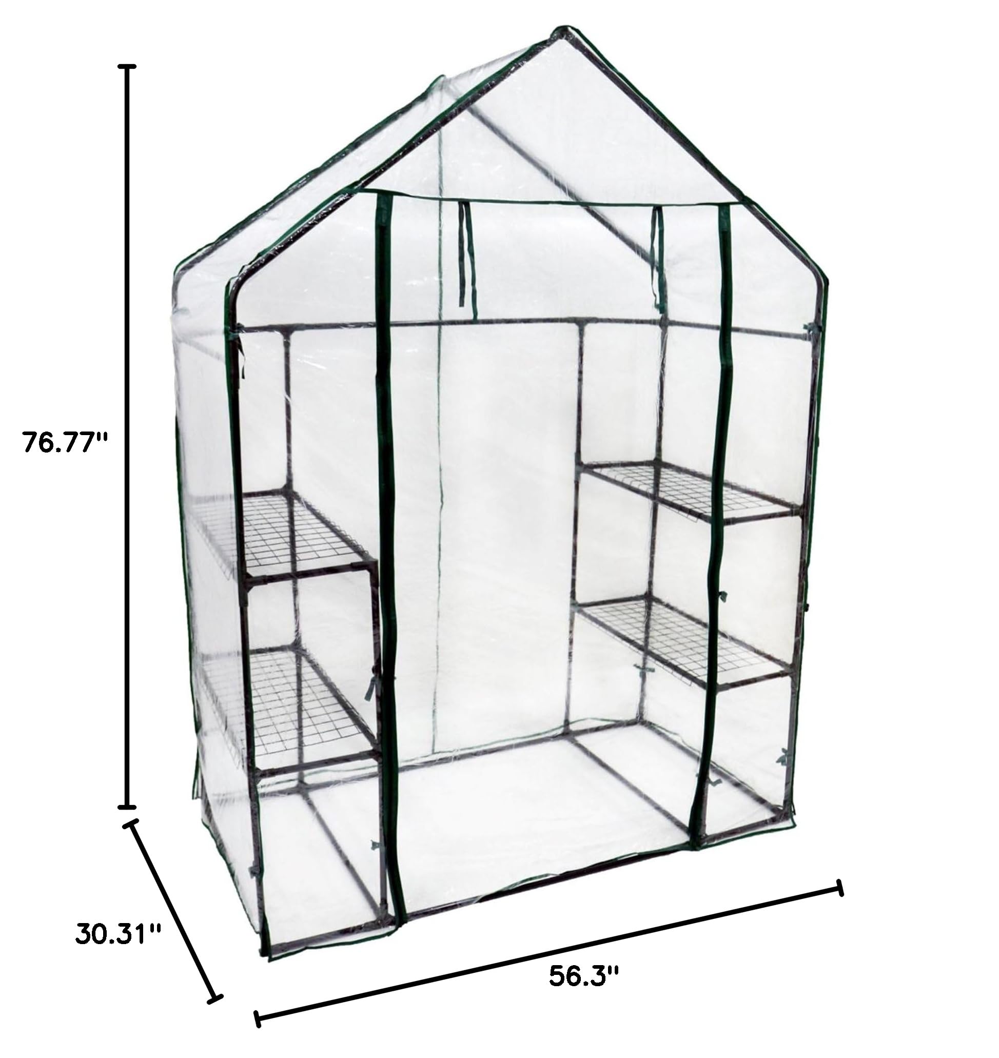 Outdoor Walkthrough Greenhouse with 4 Plant Shelves - Perfect for Gardening, Seed Starting & Plant Protection - Ideal for Backyards, Patios & Small Farms