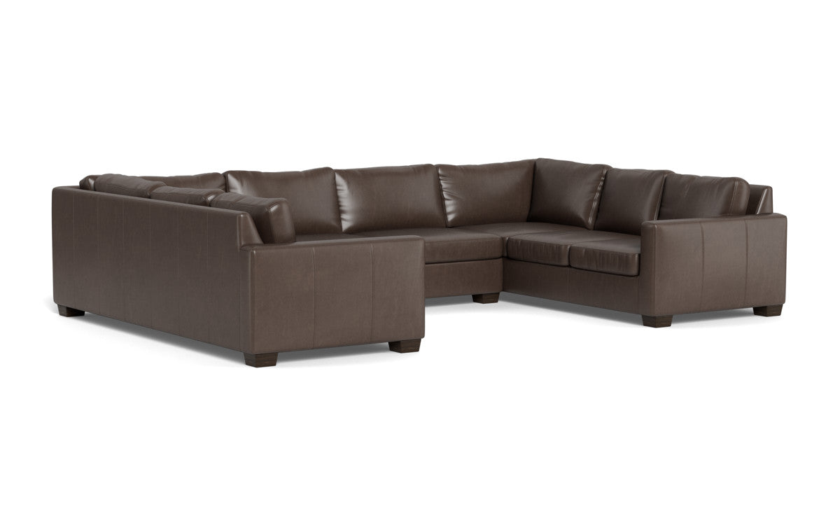 Luxury Track 141 Leather Corner Sofa U Sectional - Modern U-Shaped Couch for Living Room, Home Theater & Lounge - Genuine Leather Recliner Sofa Set with Ottoman