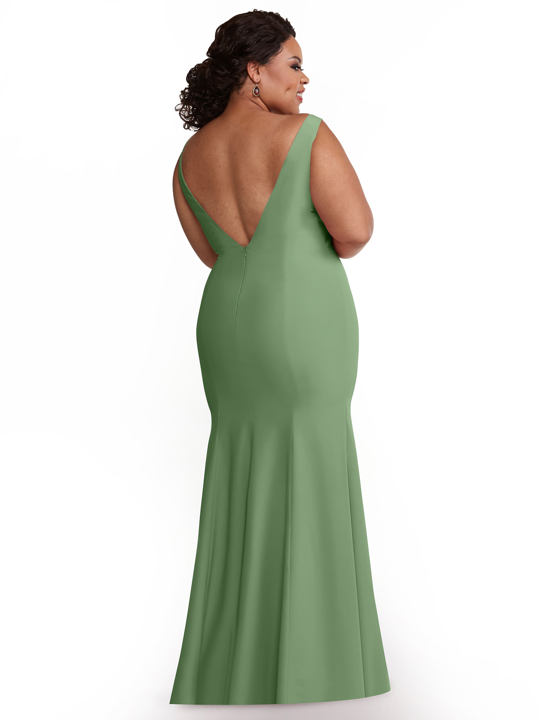 83010 Mermaid Stretch Chiffon Bridesmaid Dress with Plunging Neckline - Elegant Formal Gown for Weddings, Prom & Special Occasions