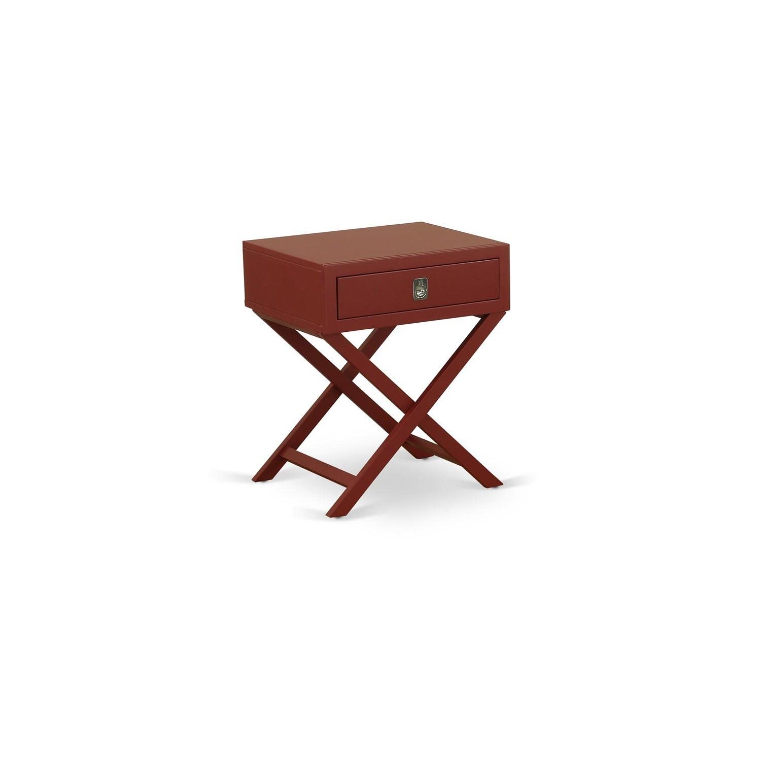 East West Furniture HANE13 Small Rectangular Side Table with Drawer - Burgundy Finish - Compact Living Room, Bedroom, or Office Accent Table - 1-Pack