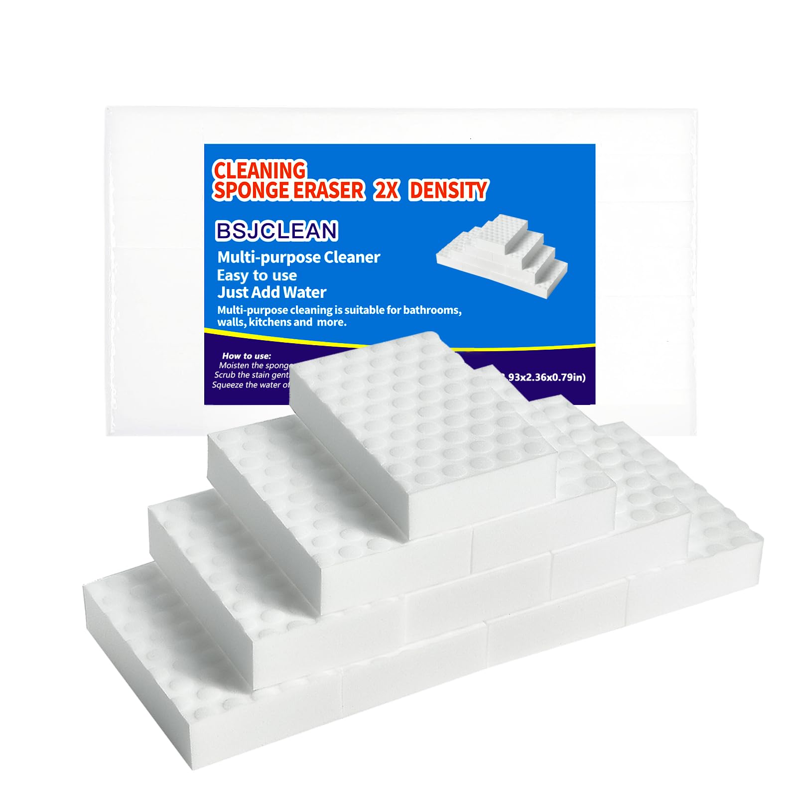 Extra Durable Magic Cleaning Sponges - 10 Pack Melamine Foam Eraser Pads for Kitchen, Bathroom, Wall & Stove Cleaning (3.93x2.36x0.79in) - Long Lasting Scrub Sponges for Tough Stains & Grime Removal