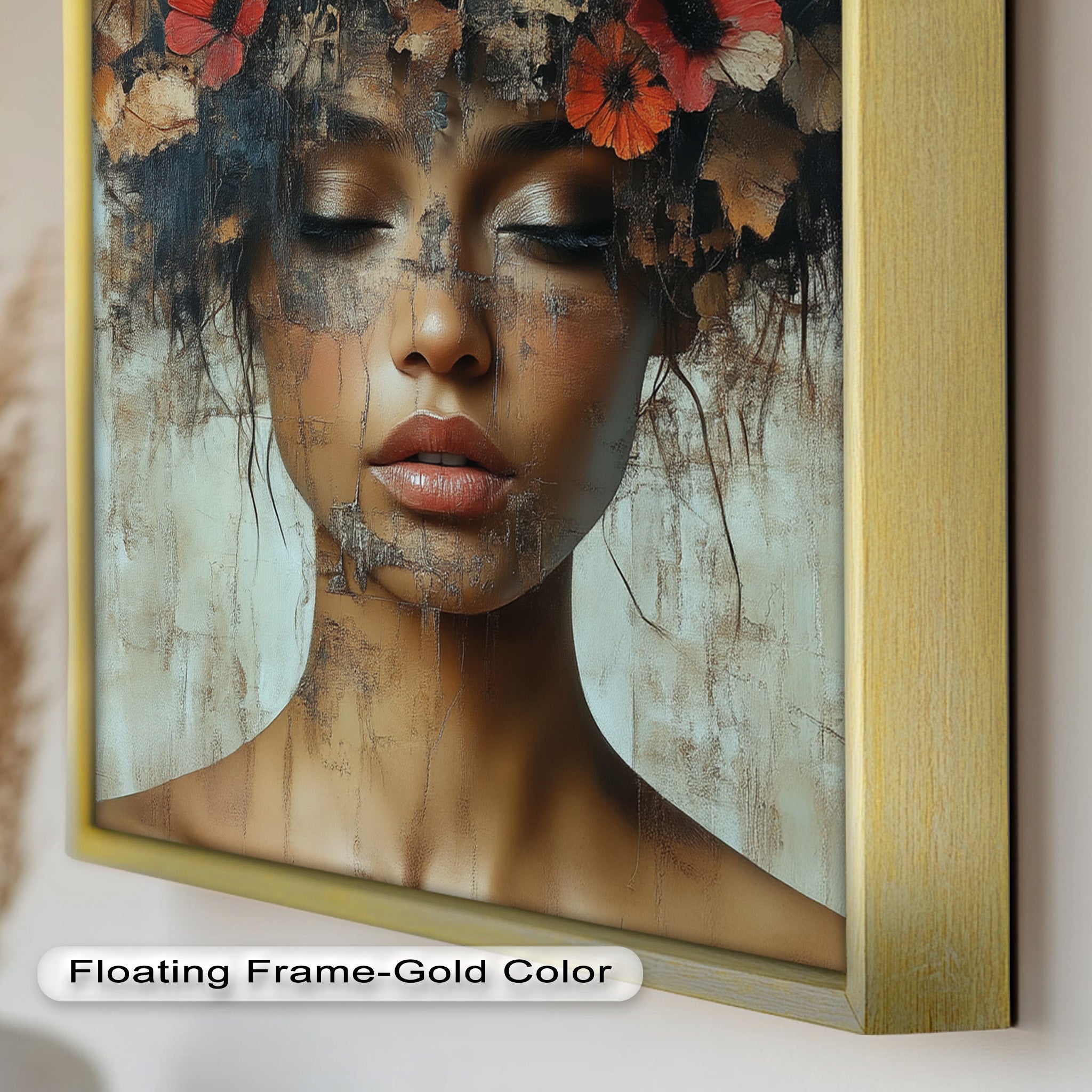 Ethereal Boho Flower Oil Painting - Autumn Reverie Wall Art for Home Decor, Living Room, Bedroom & Office | Handmade Canvas Artwork