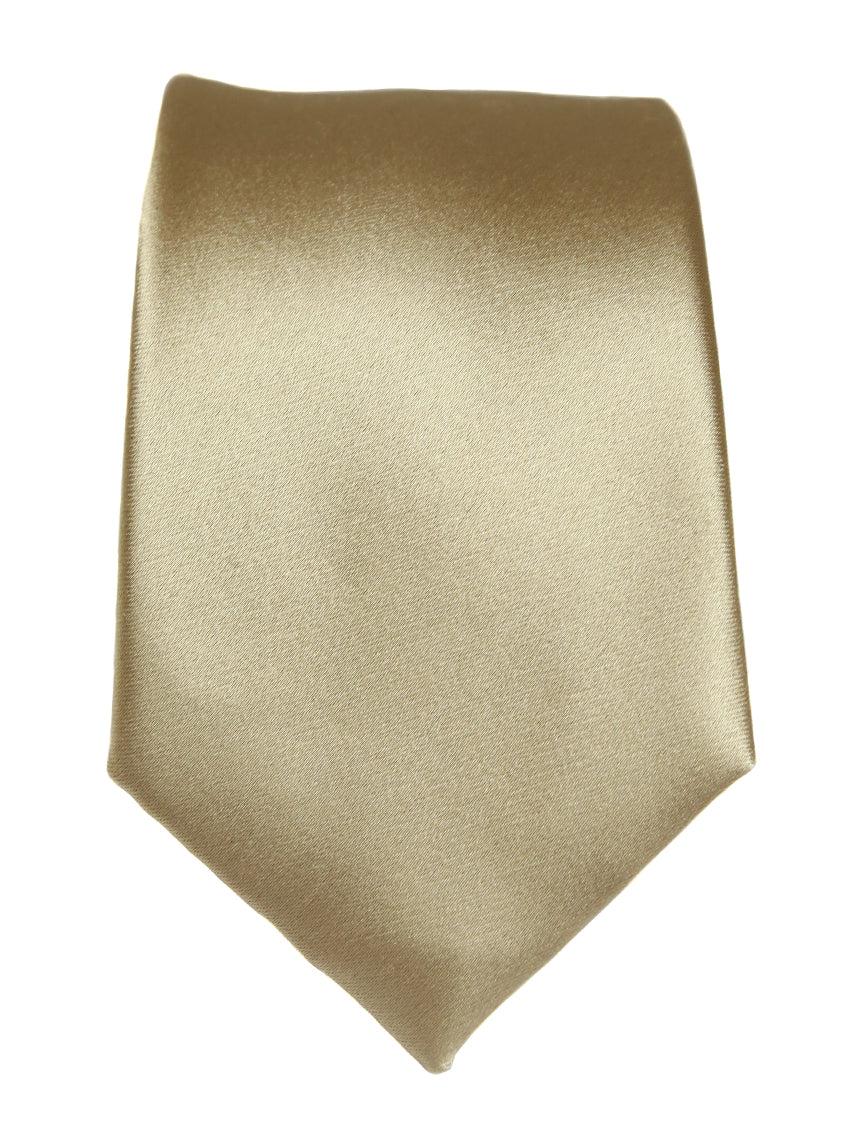 DÉCLIC Classic Plain Tie in Champagne - Elegant Silk Necktie for Men, Perfect for Weddings, Business Meetings & Formal Events