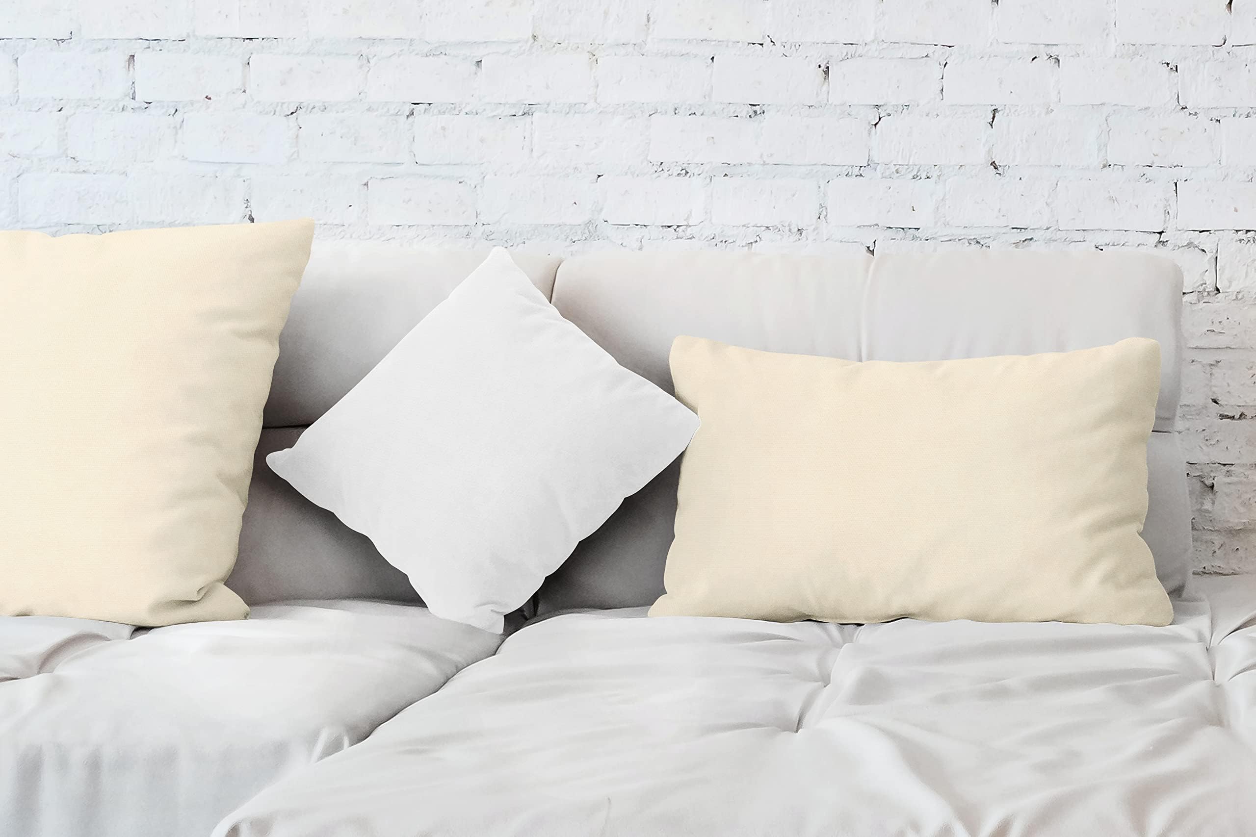 Encasa XO Throw Pillow Covers 16x16 Inch Set of 2 - 100% Cotton Decorative Cushion Covers with Premium Zippers for Sofa, Bed, Living Room - Natural Linen Style Home Decor Accent Pillows for Modern Interior Design