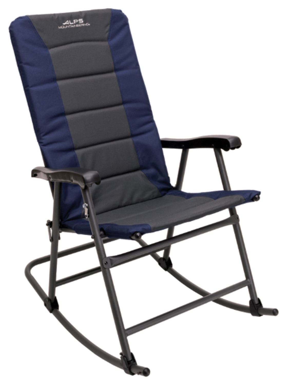 Alps Mountaineering Rocking Chair - Heavy Duty Outdoor Camping Chair with Padded Seat in Navy/Charcoal - Perfect for Backyard, Patio, and Camping Trips