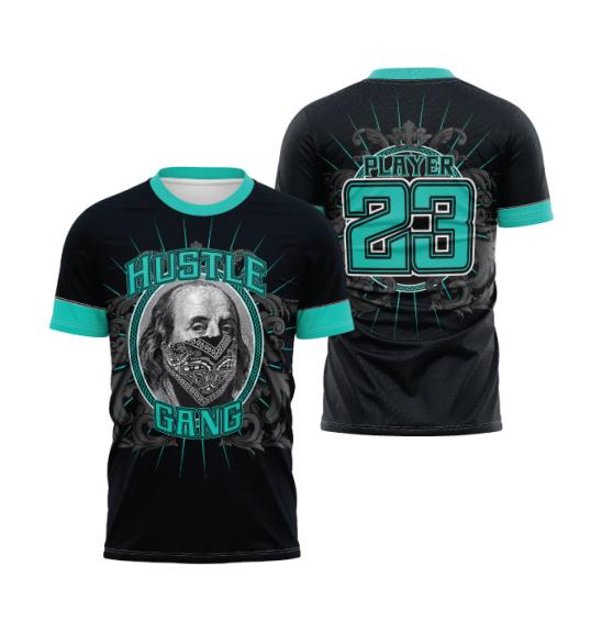 Hustle Gang OG Black Mint Men's Full Dye Basketball Jersey - Lightweight Performance Shirt for Streetball, Gym Workouts & Casual Wear