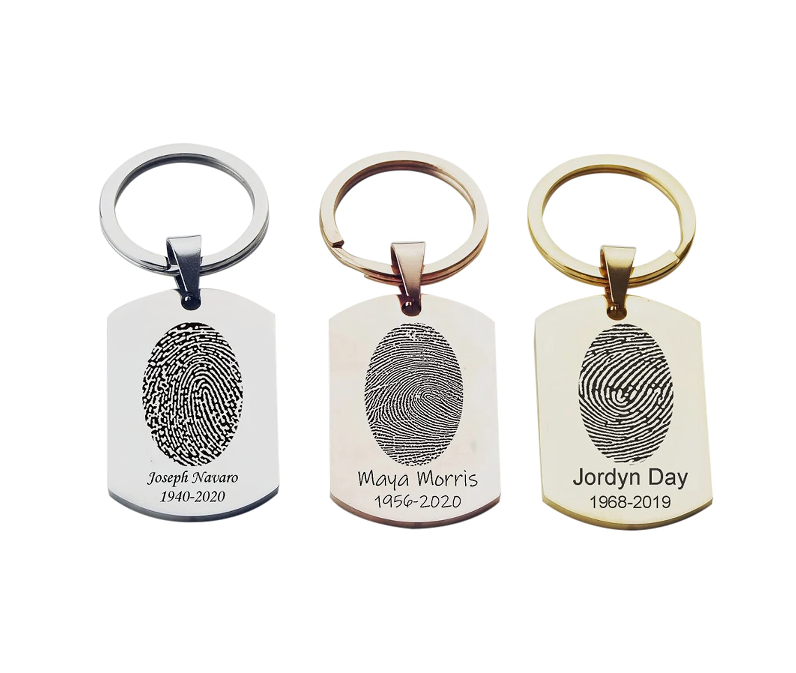 Custom Engraved Fingerprint Keychain - Personalized Memorial Gift for Loved Ones - Perfect for Anniversaries, Funerals & Keepsakes