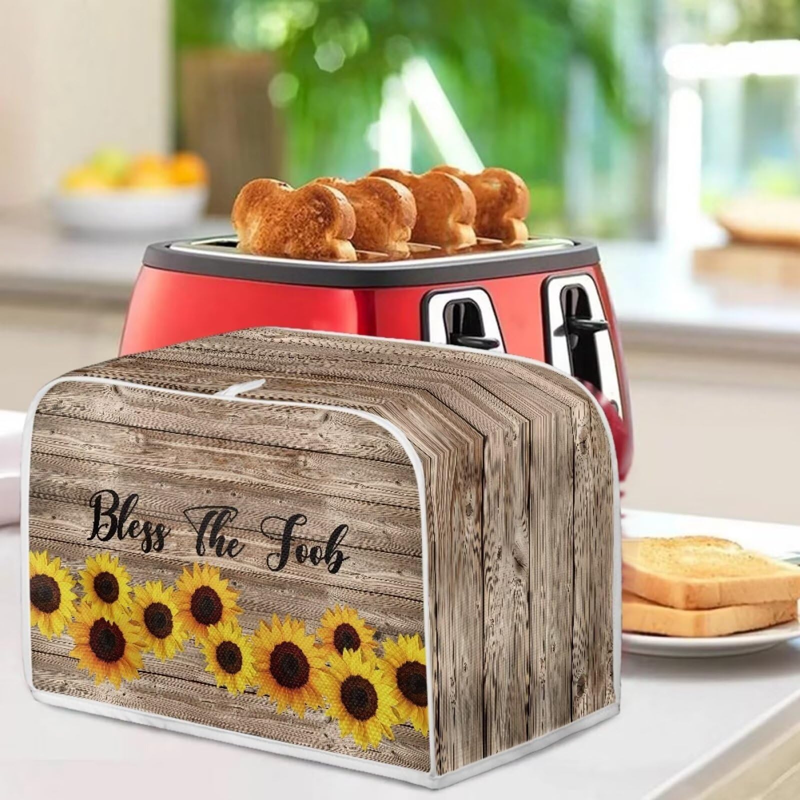 Sunflower 4 Slice Toaster Cover - Dustproof Bread Maker & Oven Protector - Small Kitchen Appliance Cover - Anti-Fingerprint Bread Machine Protection - Perfect for Kitchen Countertop & Breakfast Station Organization