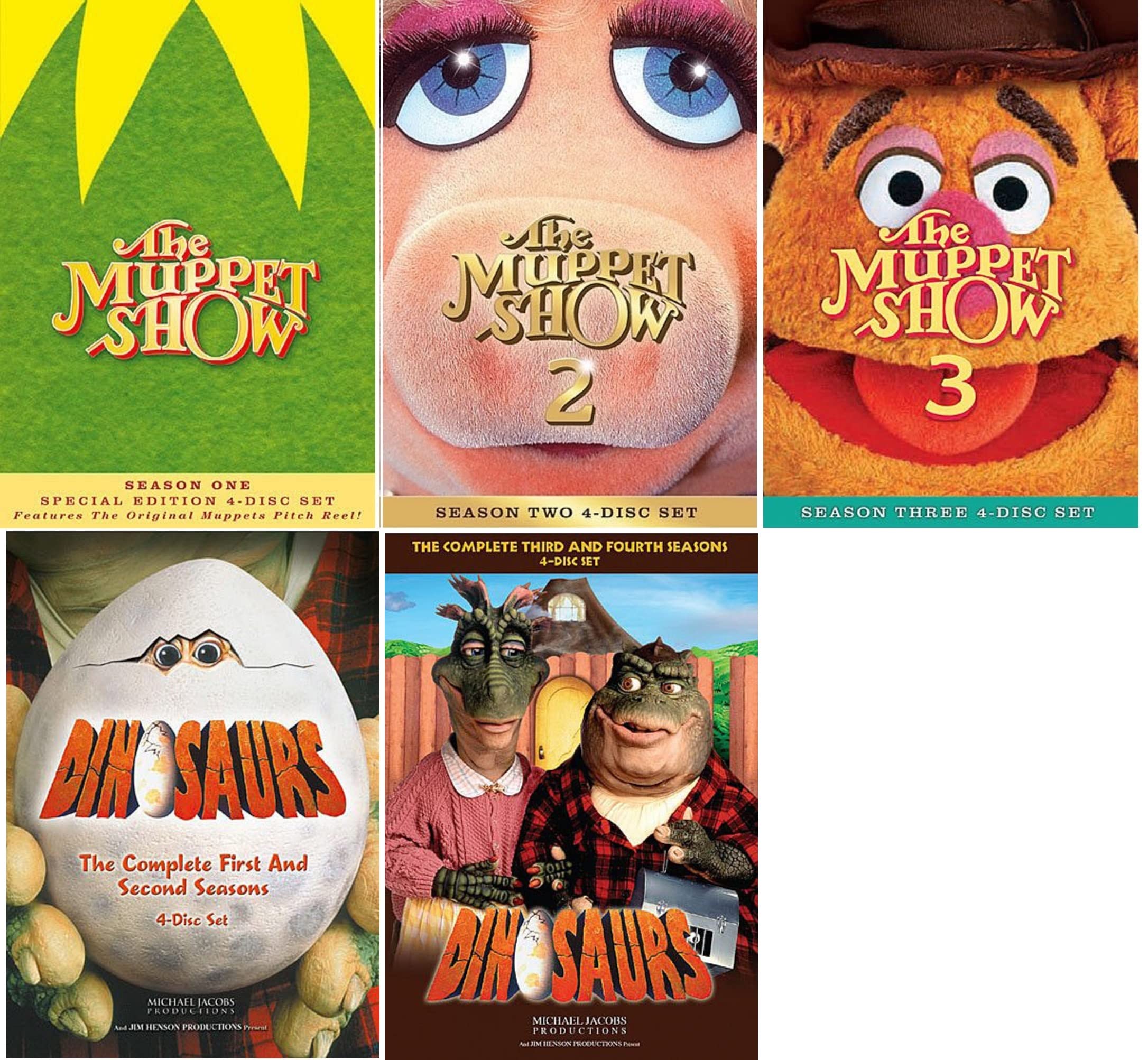 Jim Henson's The Muppet Show Seasons 1-3 & Dinosaurs Complete Series 1-4 DVD Box Set with Bonus Magic Kingdom Art Card - Perfect for Family Movie Nights and Disney Collectors