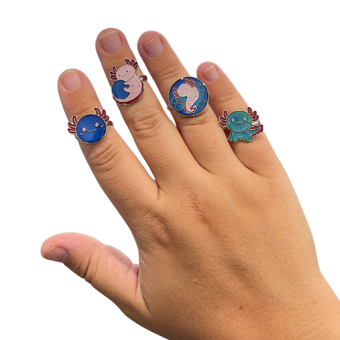 Fun Axolotl Mood Ring Color Changing Jewelry - Perfect for Parties, Gifts & Unique Fashion Accessories