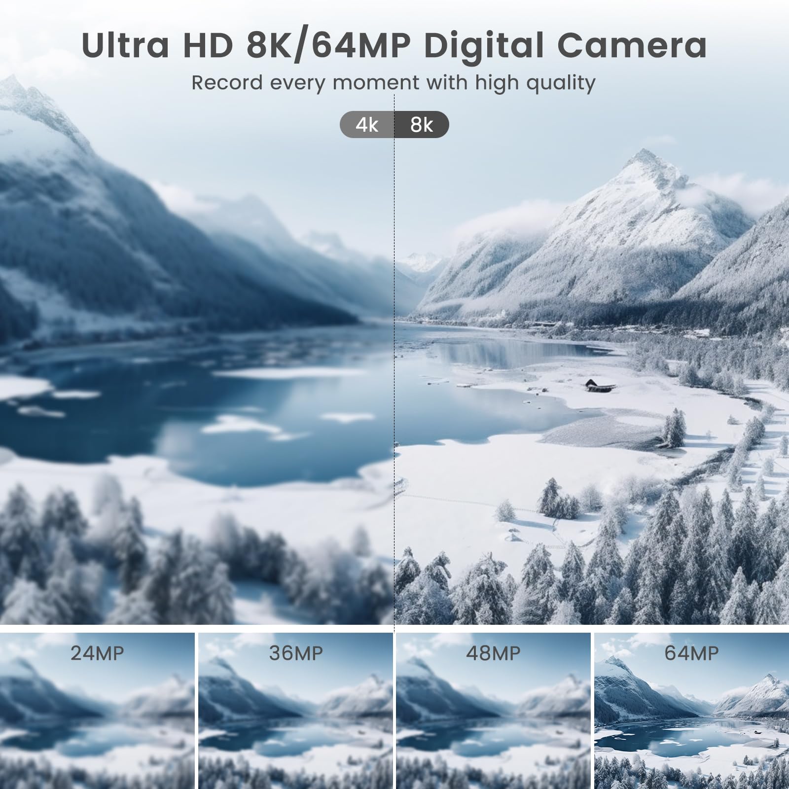 8K Digital Camera for Photography & Vlogging - 16X Zoom WiFi Touchscreen Camera with Autofocus, 3000mAh Battery, Dual Lens, 32GB TF Card - Perfect for YouTube Content Creation, Travel Vlogging & Professional Photography (Black)