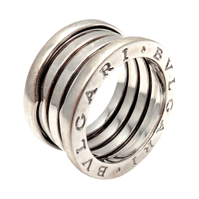 Bulgari 18K White Gold 4 Row B.Zero Band Ring - Size US 51 / EU 5.75 - Luxury Wedding, Engagement & Anniversary Jewelry Gift for Women