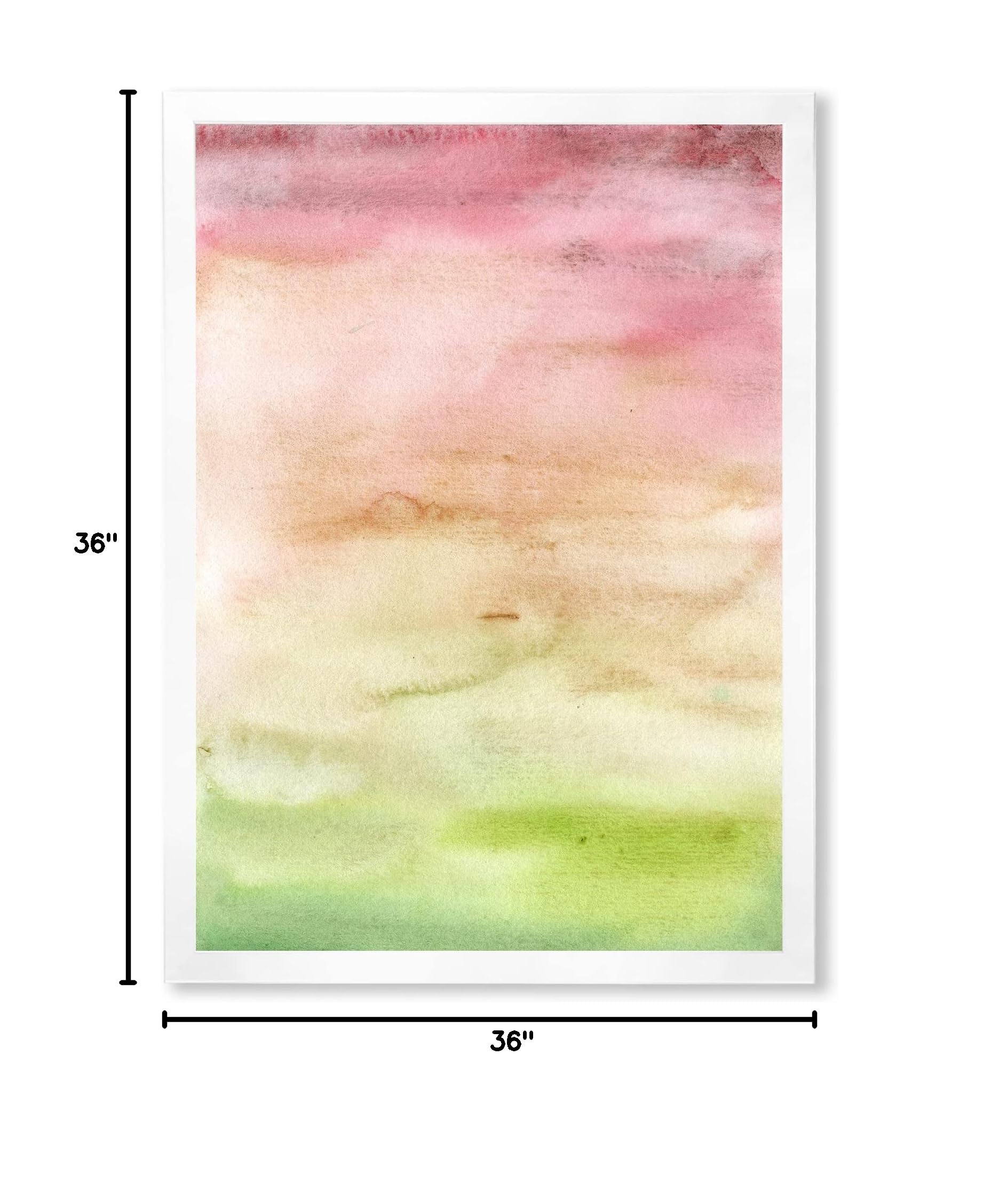 Abstract Sunset Wall Art - Pink, Beige & Green Modern Framed Canvas Painting for Living Room, Bedroom & Office Decor | Home & Interior Design