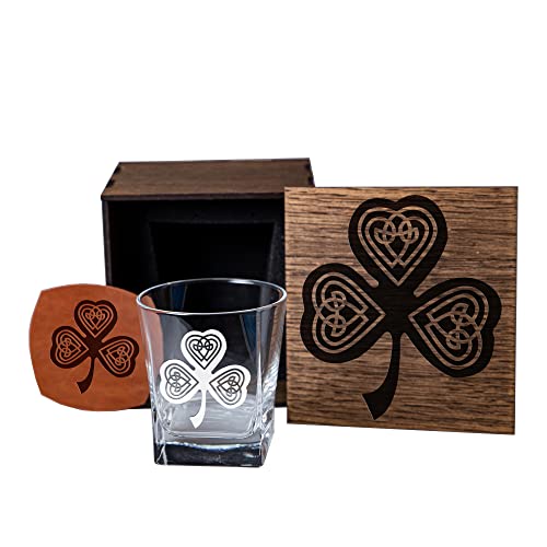 Premium Viking Whiskey & Bourbon Glass Gift Set for Men - Unique Anniversary, Birthday & Father's Day Present - Best Man & Groomsman Gifts - Perfect for Whiskey Tasting, Home Bar Decor & Viking-Themed Parties (Shamrock Design)