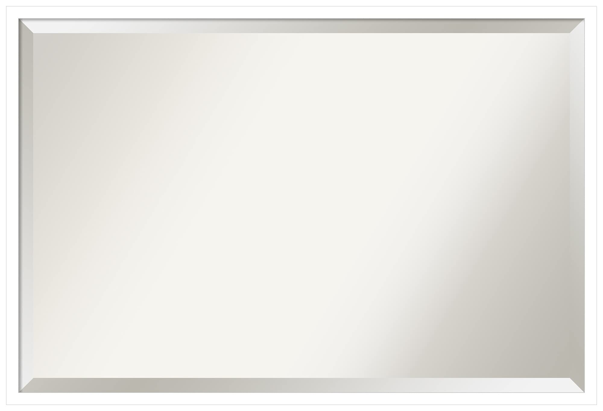 Amanti Art 26x38 Inch White Bathroom Mirror with Wood Frame - Modern Over Sink Vanity Mirror for Horizontal or Vertical Hanging - Beveled Edge Wall Decor for Contemporary Bathrooms, Bedrooms and Entryways