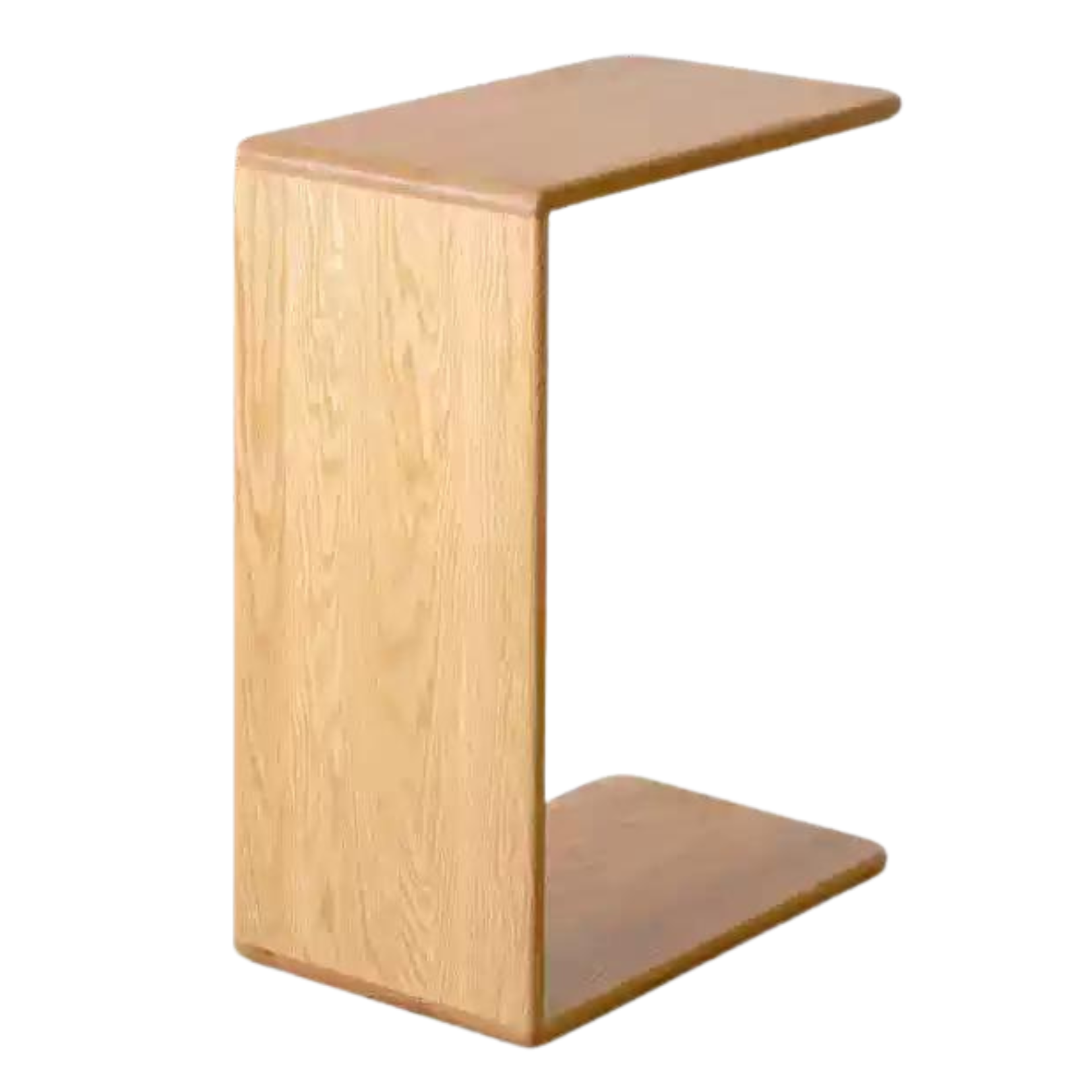Solid Oak Wood C-Shaped Side Table - Multifunctional End Table for Living Room, Bedroom, or Office - Perfect for Holding Drinks, Books, and Decor