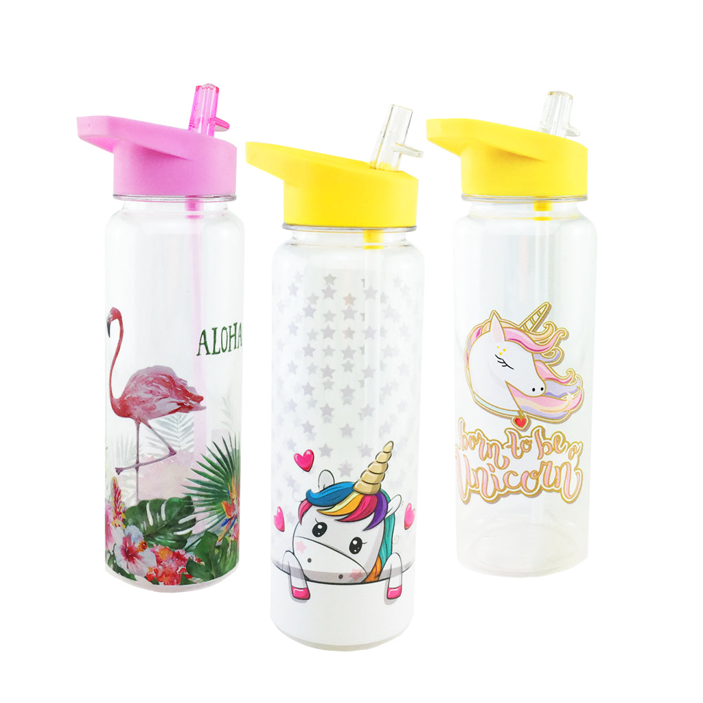 BPA-Free Clear Water Bottle with Star Struck Unicorn Design - Perfect for School, Gym & Outdoor Activities